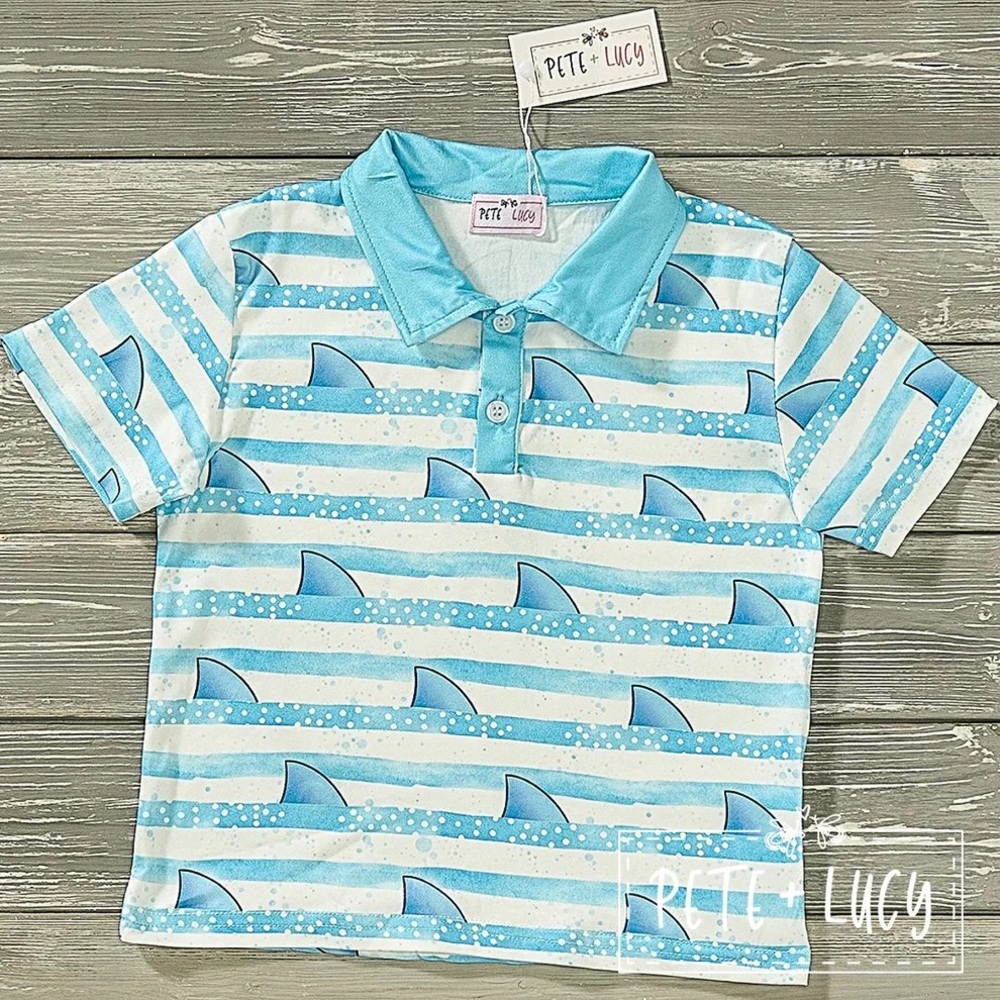 ✨BNWT - Pete + Lucy Boys Shark Polo Shirt - Multiple Sizes Available✨